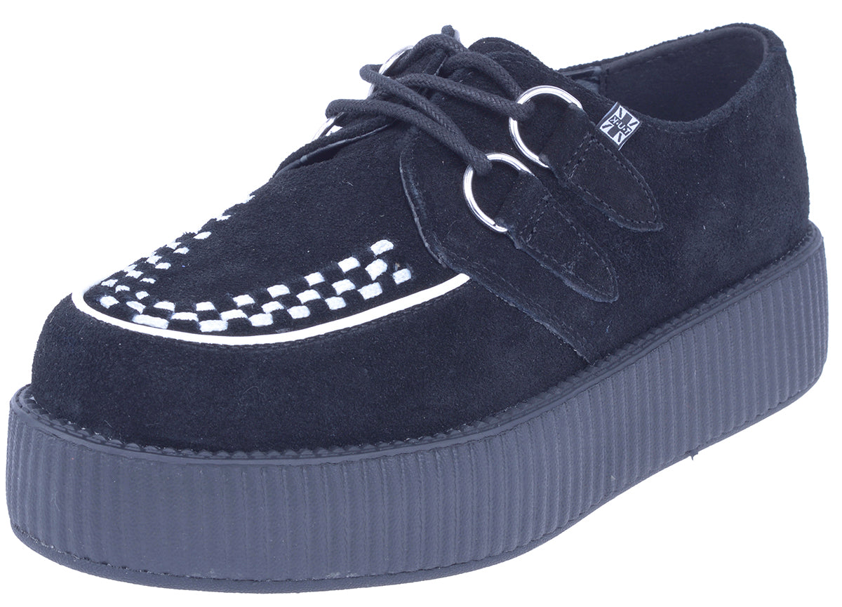 TUK_Black_SUEDE_Wildleder_Interlace_Round_Toe_Creeper_Sneakers_Schuhe_-_Schwarz