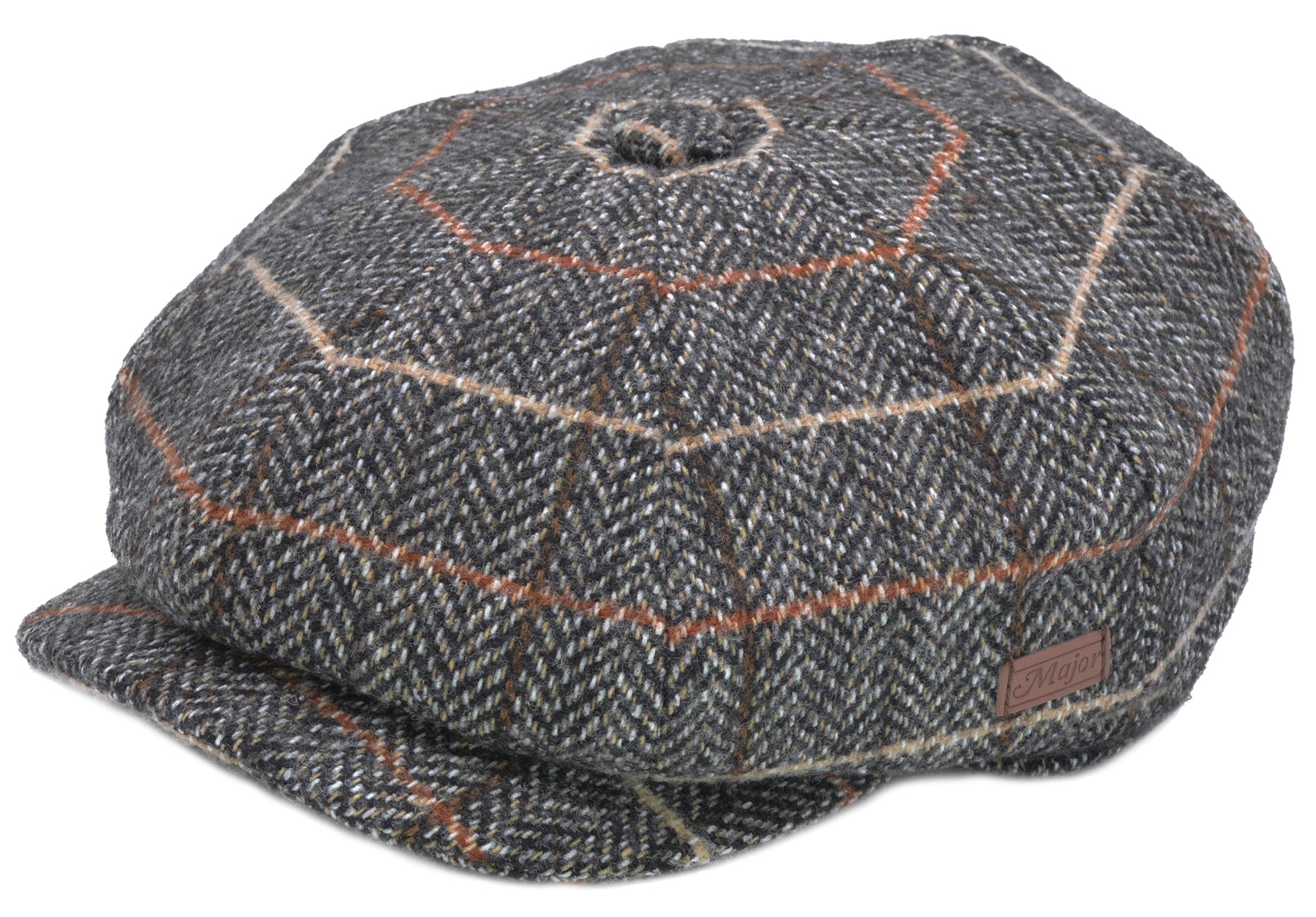 Tartan_BAKERBOY_HAT_Flat_Cap_fischkraeten_muster_braun_killer_kirsche_1