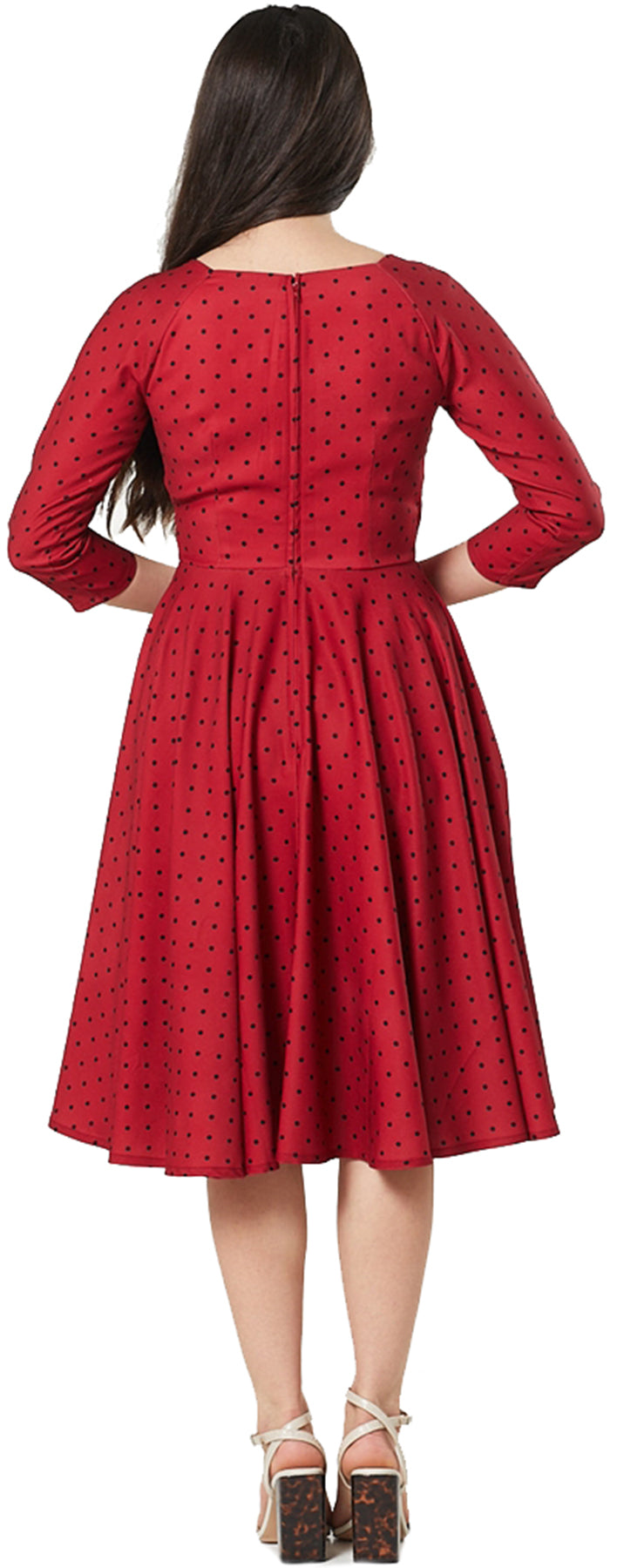 Timeless_London_GENEVIEVE_Polka_Dot_PUNKTE_V-Neck_SWING_DRESS_Kleid_Rot_killer_kirsche_3hqLAKTwJEqi6U