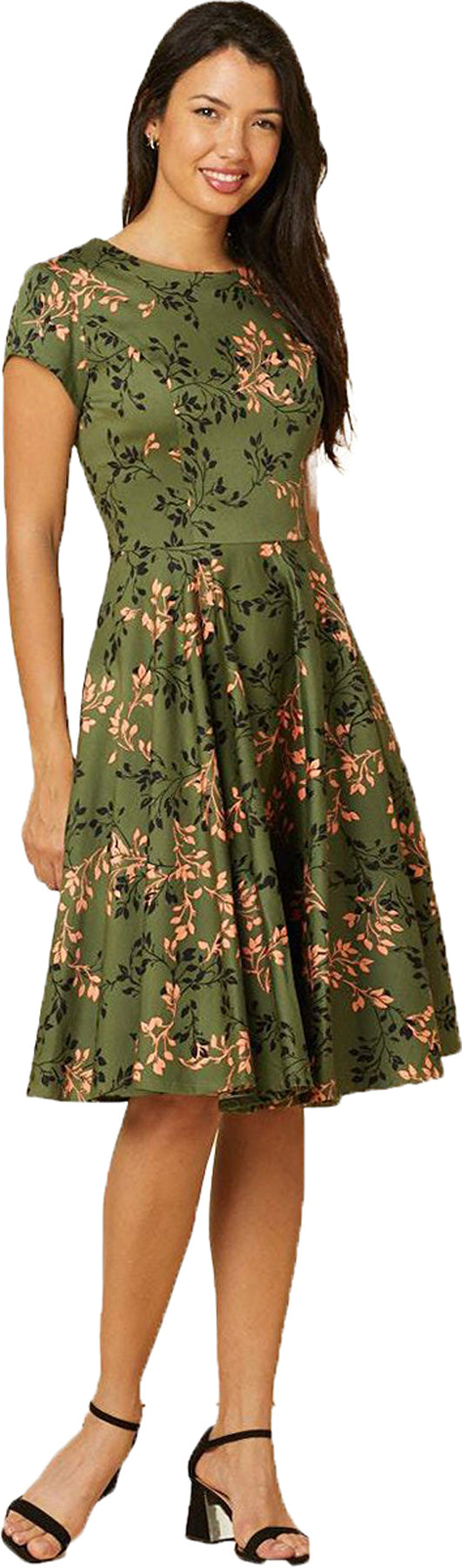 Timeless_London_LEILA_Vintage_FLORAL_LEAF_50s_Kurzarm_SWING_DRESS_Kleid_killer_kirsche