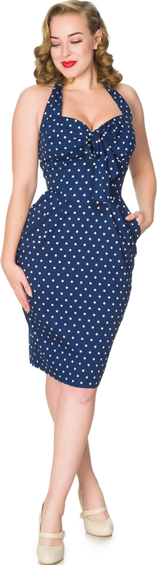 Timeless_London_LYRIC_Vintage_POLKA_DOT_Neckholder_PENCIL_Dress_Bleistiftkleid_killer_kirsche