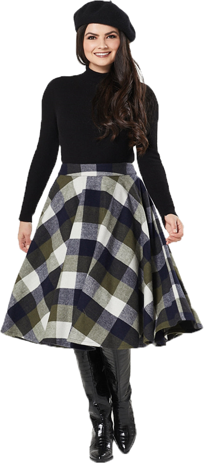 Timeless_London_SOPHIE_50s_CHECK_Karo_Swing_Skirt_TELLERROCK_Navy-Khaki_Killer_Kirsche-1kut2nzG286t4j
