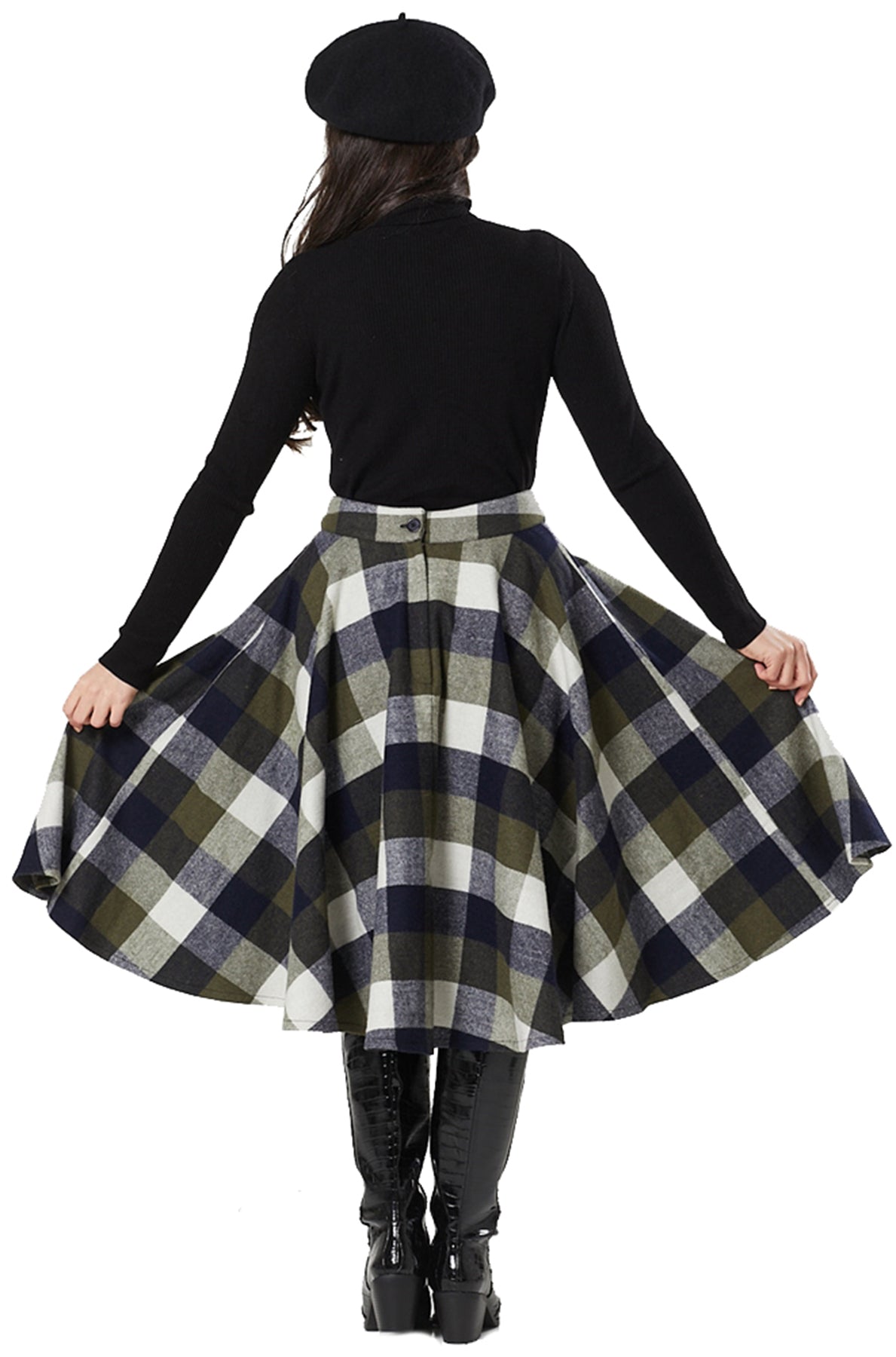 Timeless_London_SOPHIE_50s_CHECK_Karo_Swing_Skirt_TELLERROCK_Navy-Khaki_killer_kirsche_3