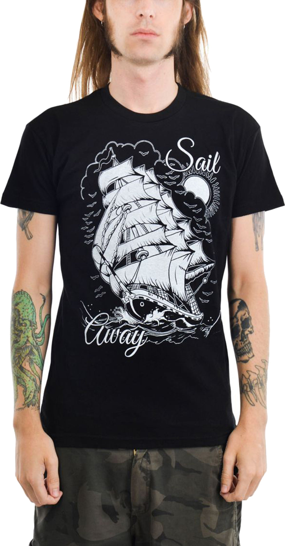 TooFast_SAIL_AWAY_Sailor_SHIP_Mens_T-Shirt_-_schwarz