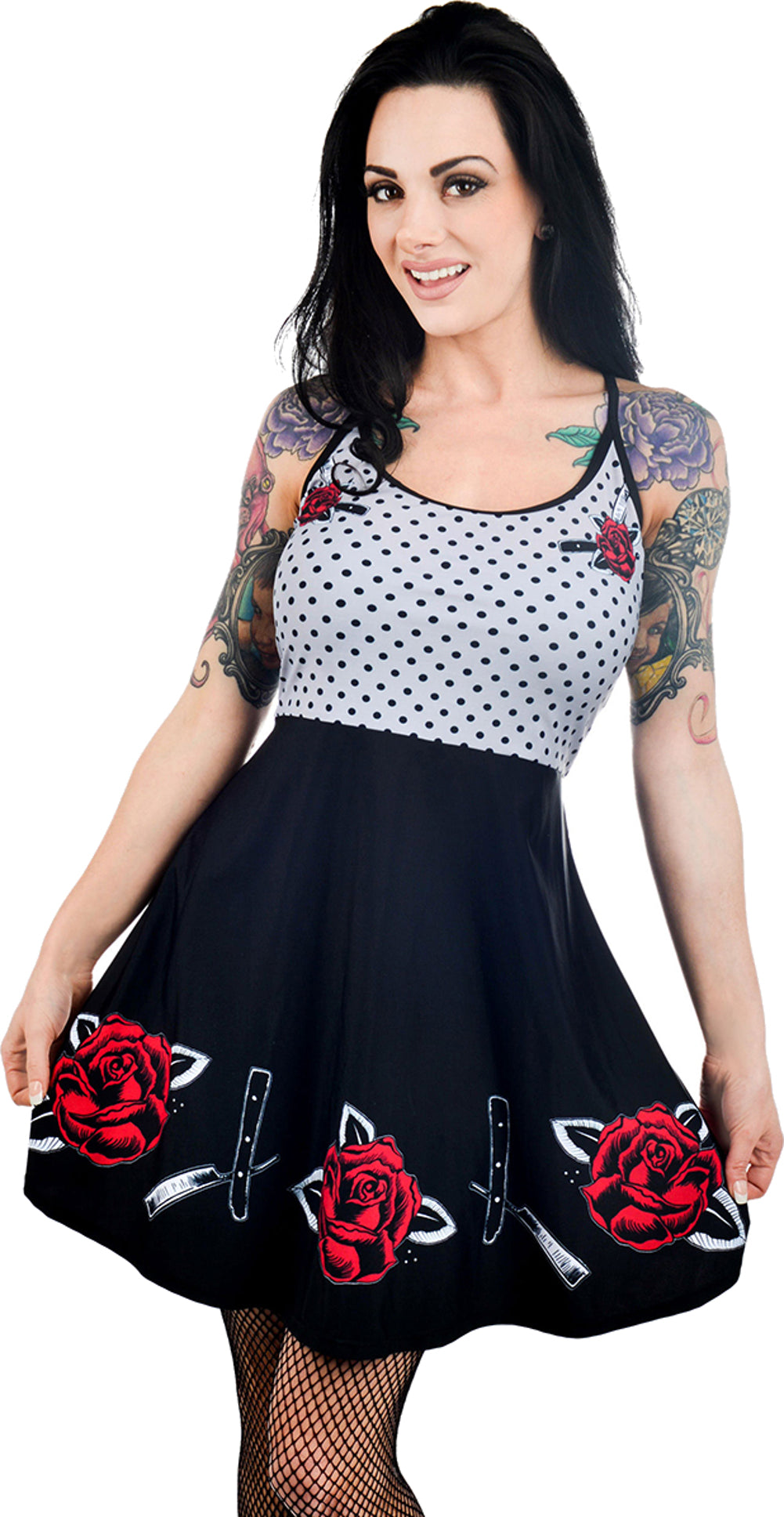 Too_Fast_SWITCHBLADE_ROSES_Oldschool_Polka_Dots_GINGER_DRESS_KleidBk4XL0tRhPW3Q