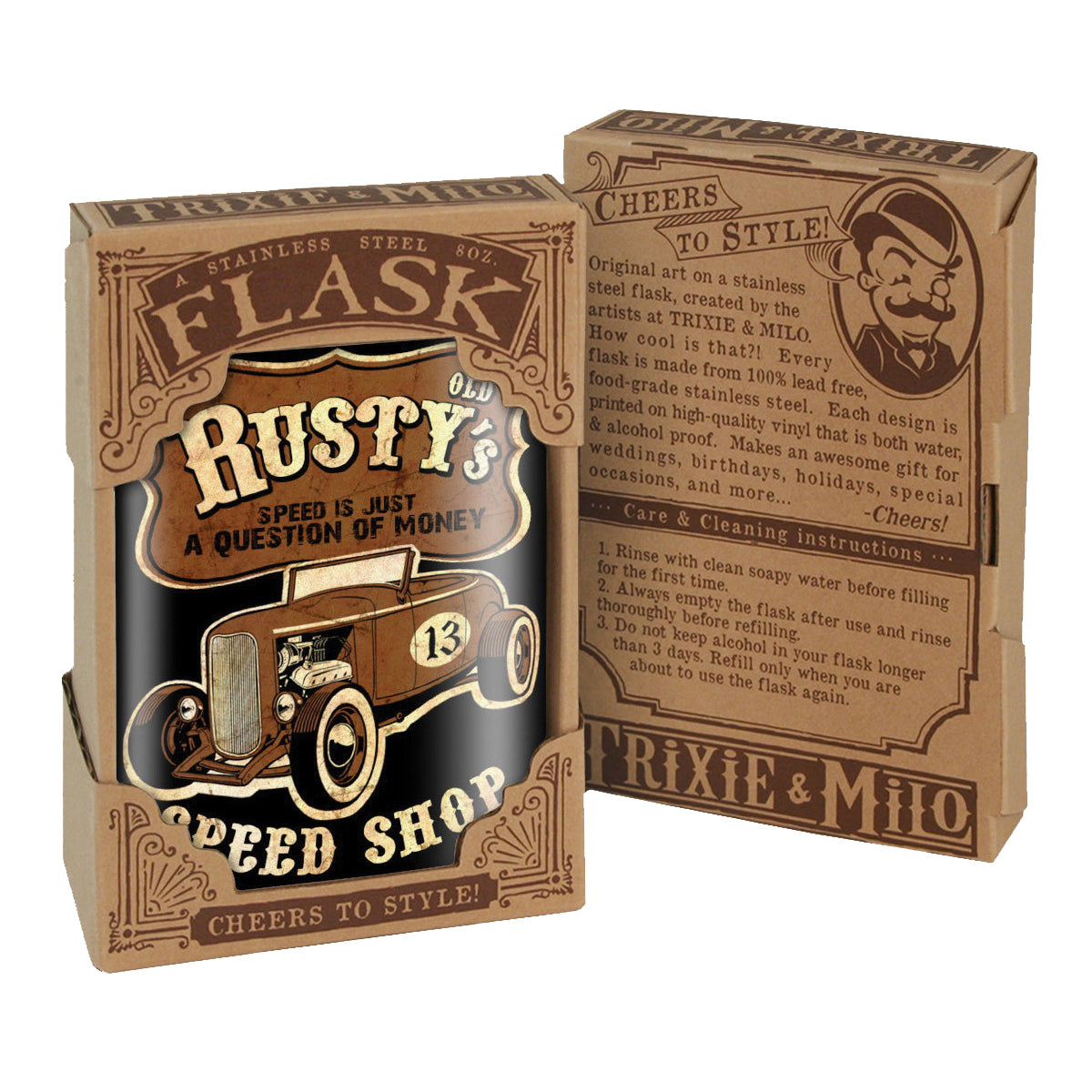 Trixie__Milo_Rustys_Speed_Shop_Stainless_Steel_FLASK_Hot_Rod_Edelstahl_FLACHMANN-2