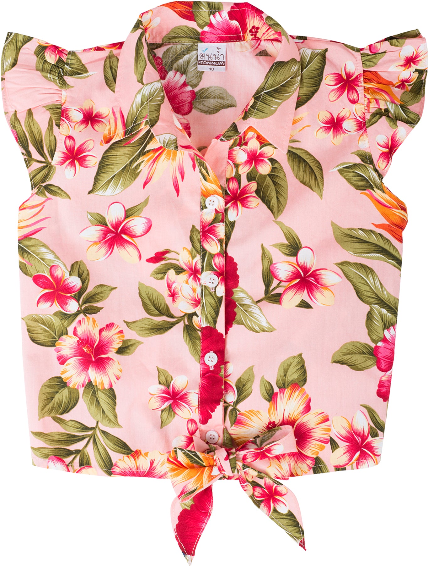Tropical_HIBISKUS_Frangipani_TIE_UP_Blouse_Kinder_BLUSE_Oberteil_Rosa_killer_kirsche8OGZIgxznBkF0