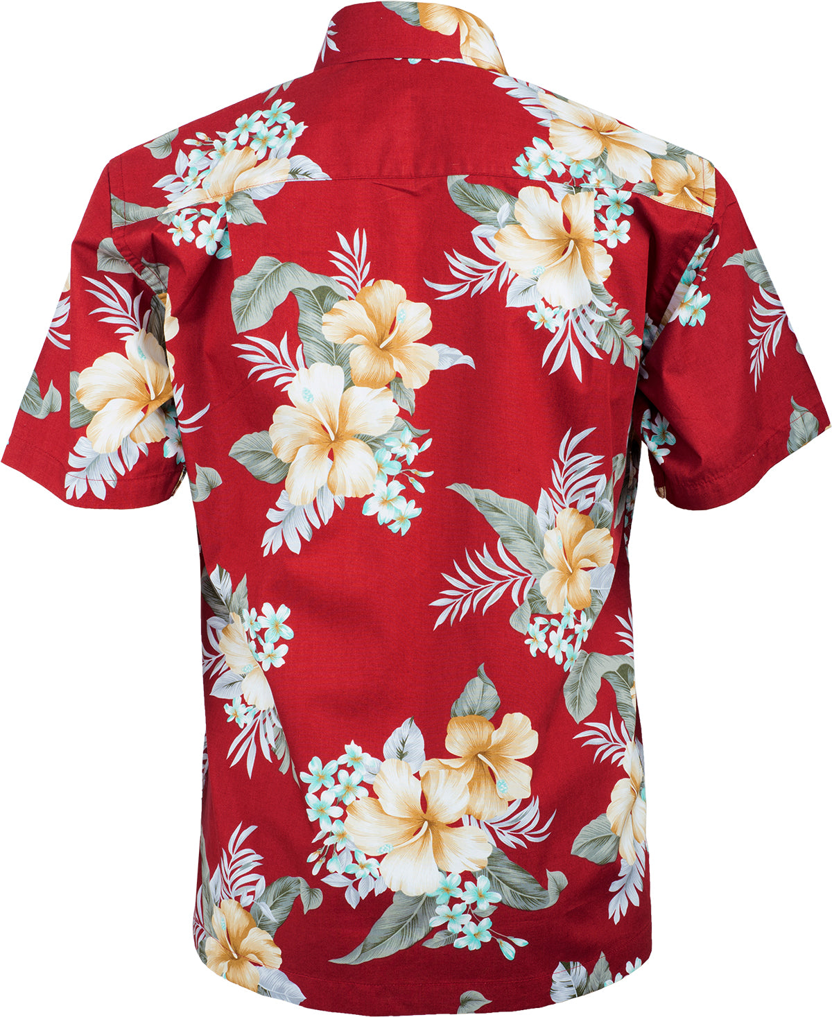 Tropical_KAIPO_Frangipani_HIBISKUS_Shirt_HAWAIIHEMD_Dunkelrot-Gelb-4