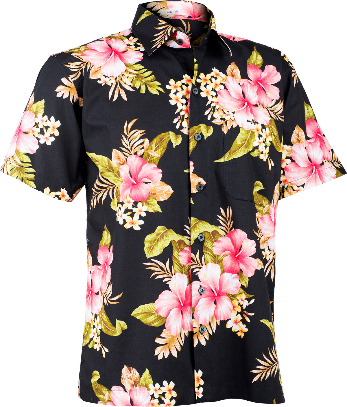 Tropical_KAIPO_Frangipani_HIBISKUS_Shirt_HAWAIIHEMD_Schwarz-Pink-3