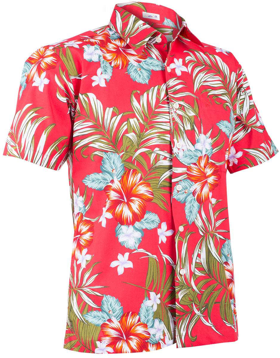Tropical_KALEO_Retro_FRANGIPANI_Hibiskus_HERREN_Shirt_HAWAIIHEMD_Rot-3