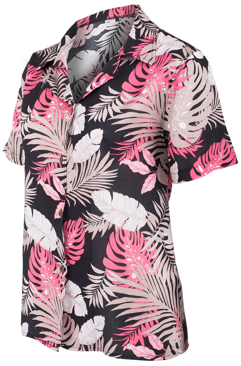 Tropical_MALOU_Retro_PALMENBLaeTTER_Kurzarm_Oberteil_HAWAII_BLUSE-2