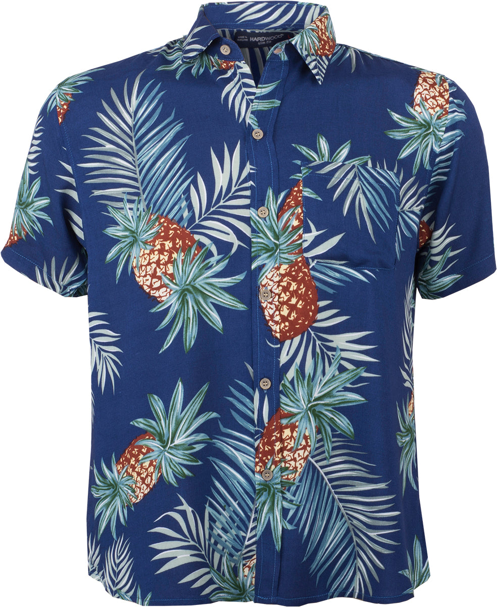 Tropical_TITUS_Pineapple_ANANAS_Palmblatt_Kurzarm_Shirt_HAWAIIHEMD_Dunkelblau-1