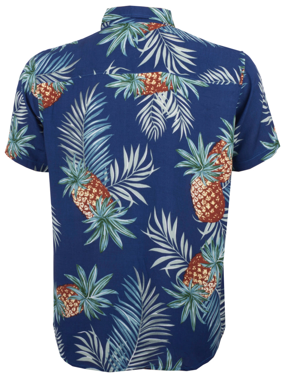 Tropical_TITUS_Pineapple_ANANAS_Palmblatt_Kurzarm_Shirt_HAWAIIHEMD_Dunkelblau-3