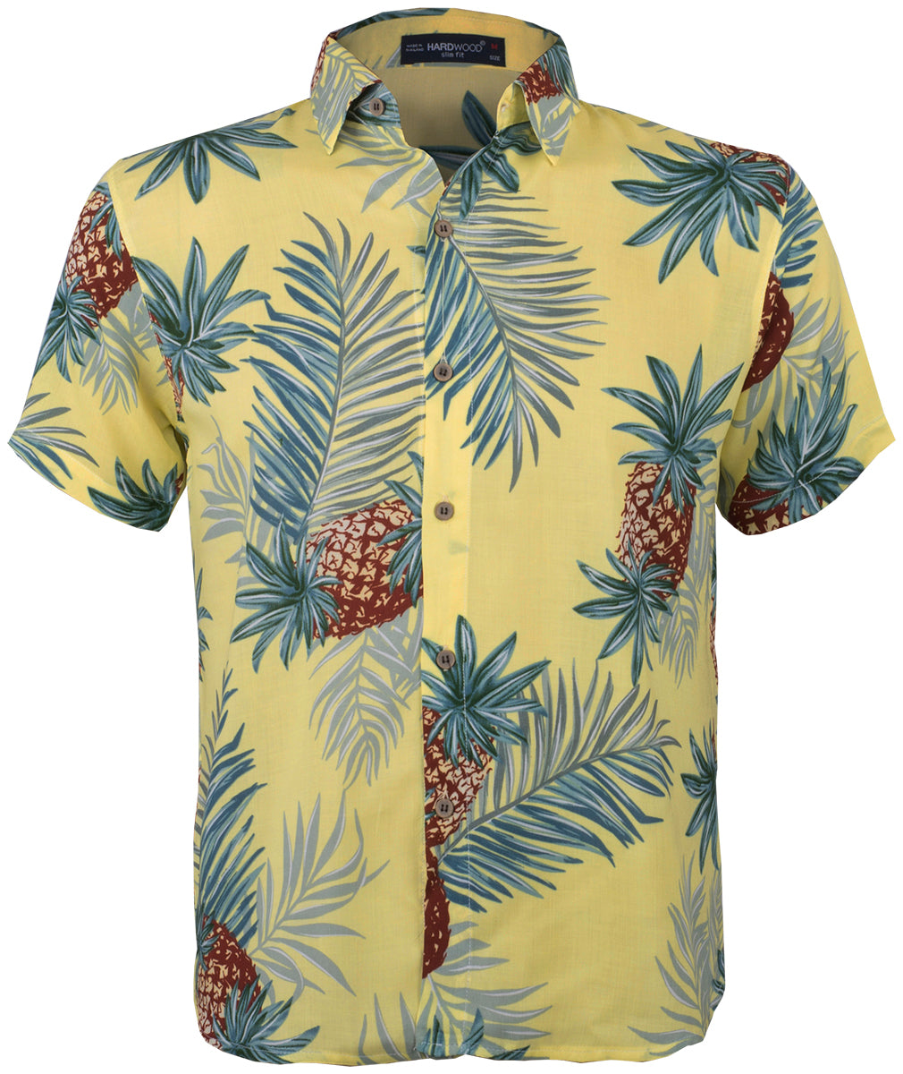 Tropical_TITUS_Pineapple_ANANAS_Palmblatt_Kurzarm_Shirt_HAWAIIHEMD_Gelb-1
