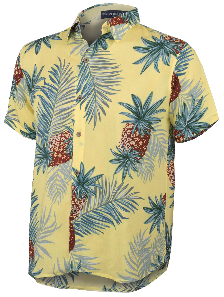 Tropical_TITUS_Pineapple_ANANAS_Palmblatt_Kurzarm_Shirt_HAWAIIHEMD_Gelb-2