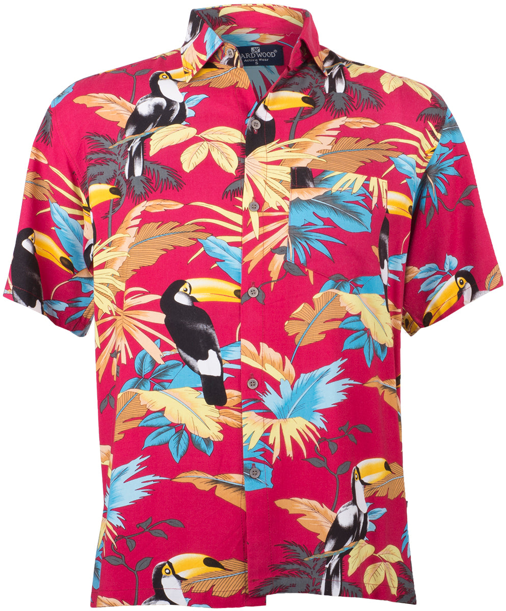 Tropical_VEITT_Toucan_TUKAN_Palmenblaetter_Kurzarm_Shirt_HAWAIIHEMD_Rot-1
