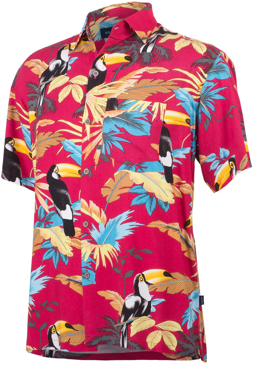 Tropical_VEITT_Toucan_TUKAN_Palmenblaetter_Kurzarm_Shirt_HAWAIIHEMD_Rot-2
