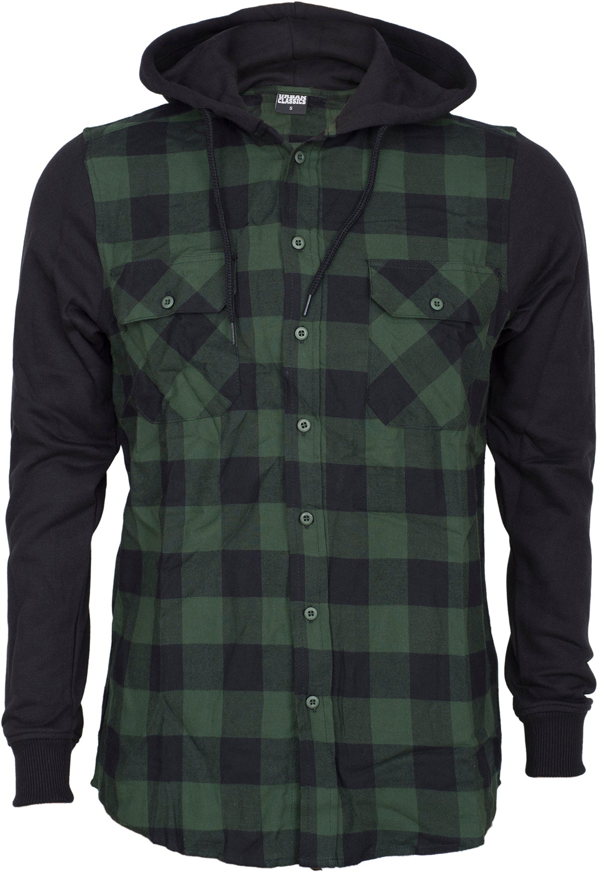 Urban_Classics_Hooded_CHECKED_Flanell_Sweatshirt_JACKE_Lumberjack_HOODIE_-_Gruenu1HNvRyHx8yte