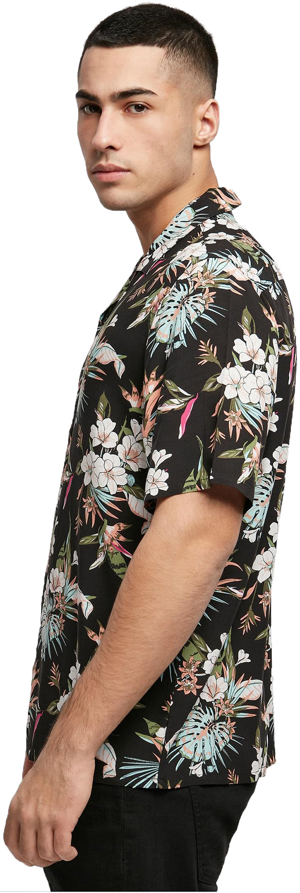 Urban_Classics_RESORT_SHIRT_Tropical_FLORAL_Retro_Kurzarm_HAWAII_HEMD_-_Schwarz_Killer_Kirsche-2