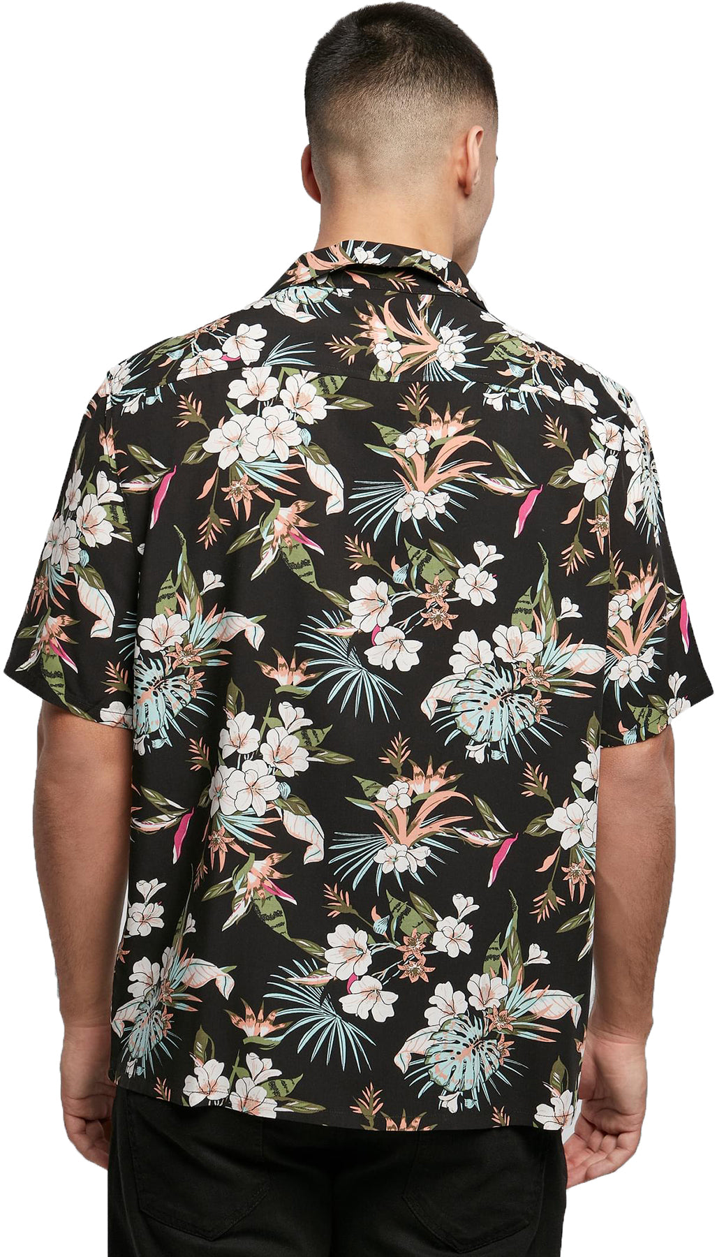 Urban_Classics_RESORT_SHIRT_Tropical_FLORAL_Retro_Kurzarm_HAWAII_HEMD_-_Schwarz_Killer_Kirsche-3