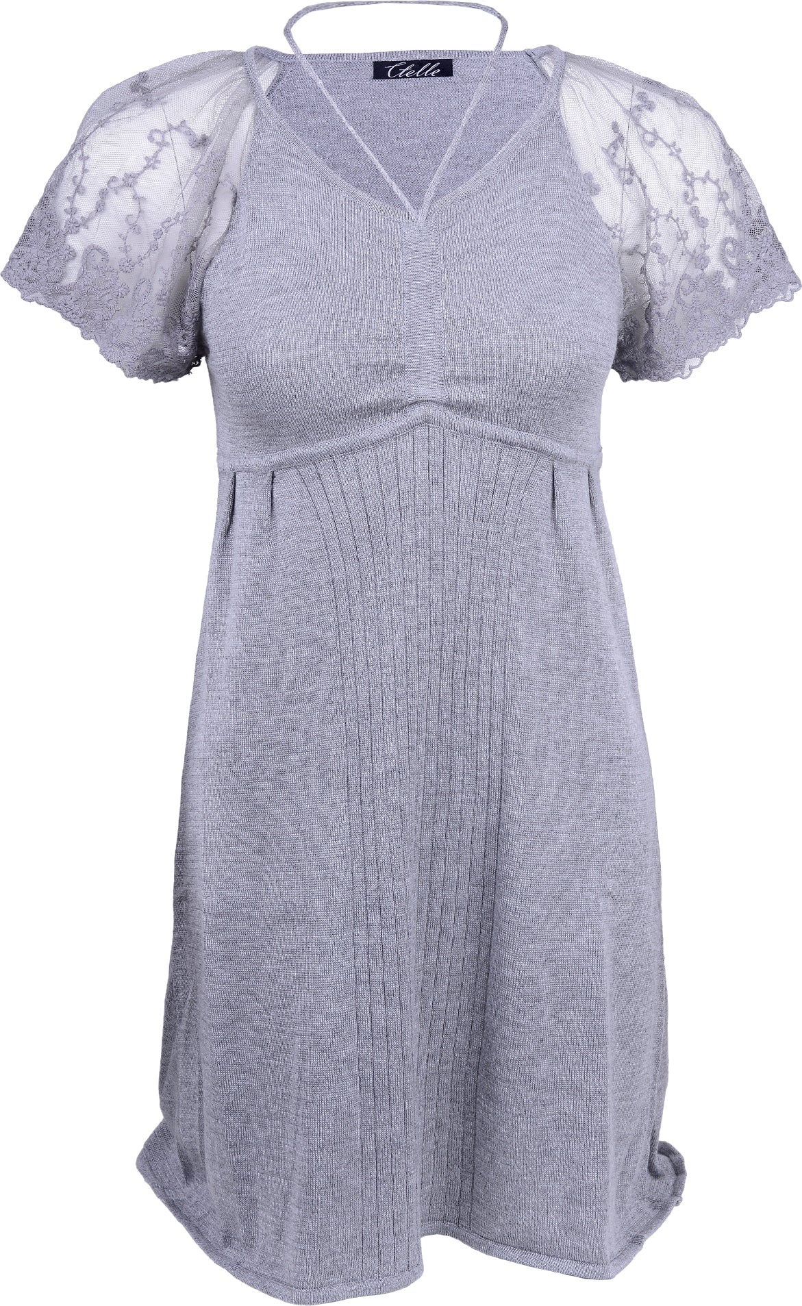 VINTAGE_Basic_STRICKKLEID_mit_Fluegelaermelchen_grau