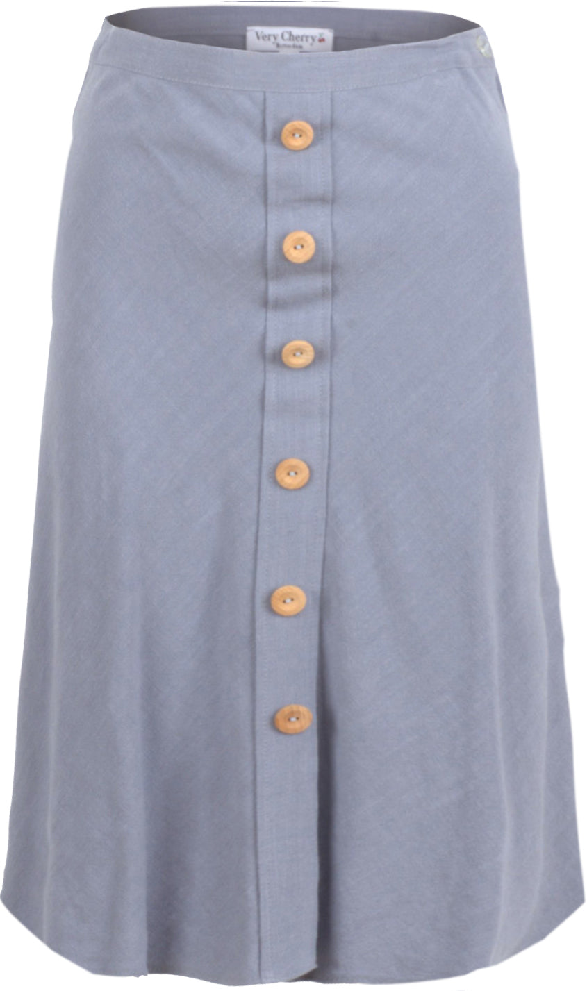 Very_Cherry_BUTTON_LINNEN_Vintage_PLAIN_High_Waist_A-LINIE_ROCK_Skirt_Lavender_killer_kirsche