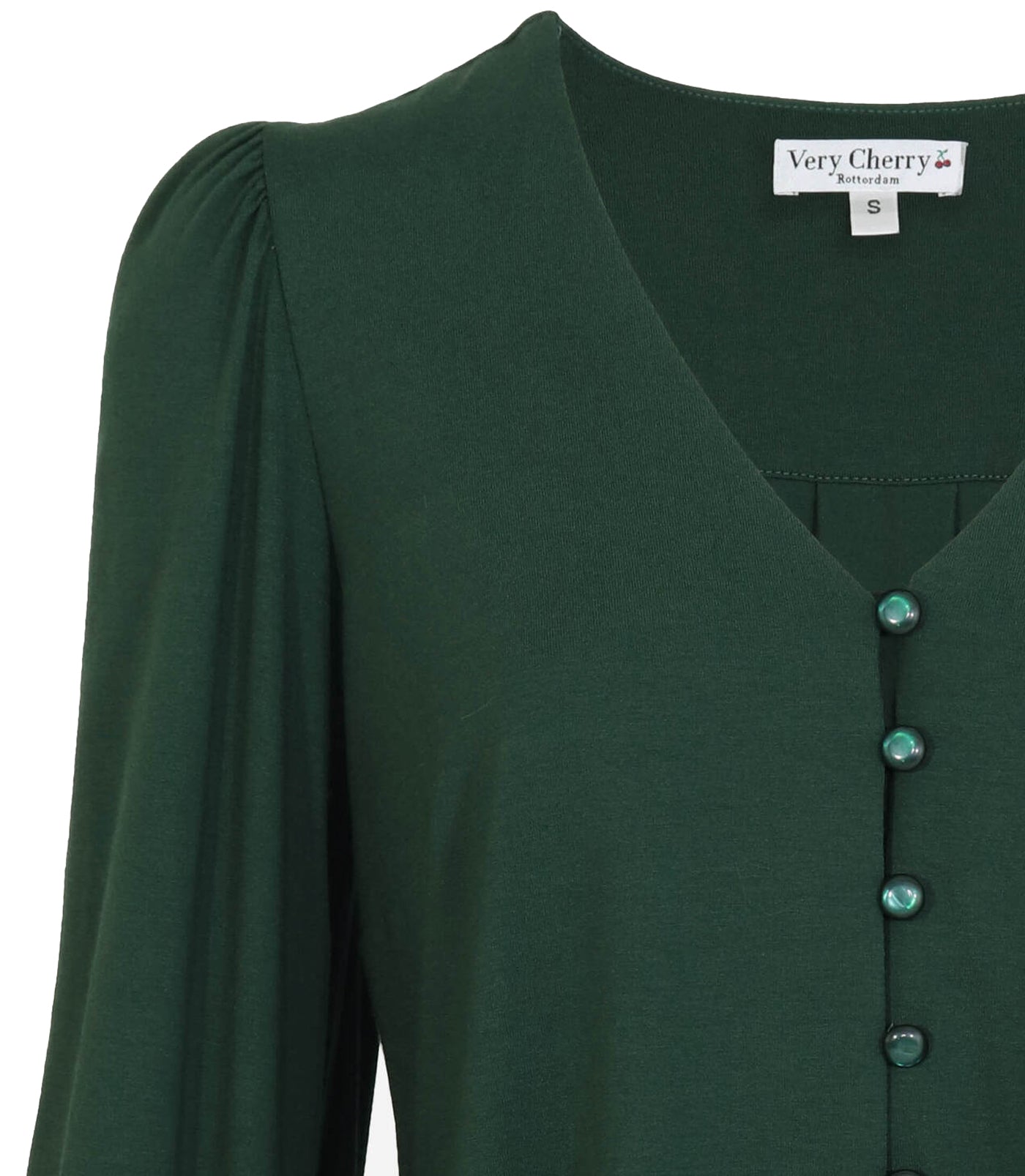 Very_Cherry_CELIA_VINTAGE_Tricot_Deluxe_Classic_Langarm_V-NECK_50s_BLUSE_Blouse_-_Dunkelgruen-3