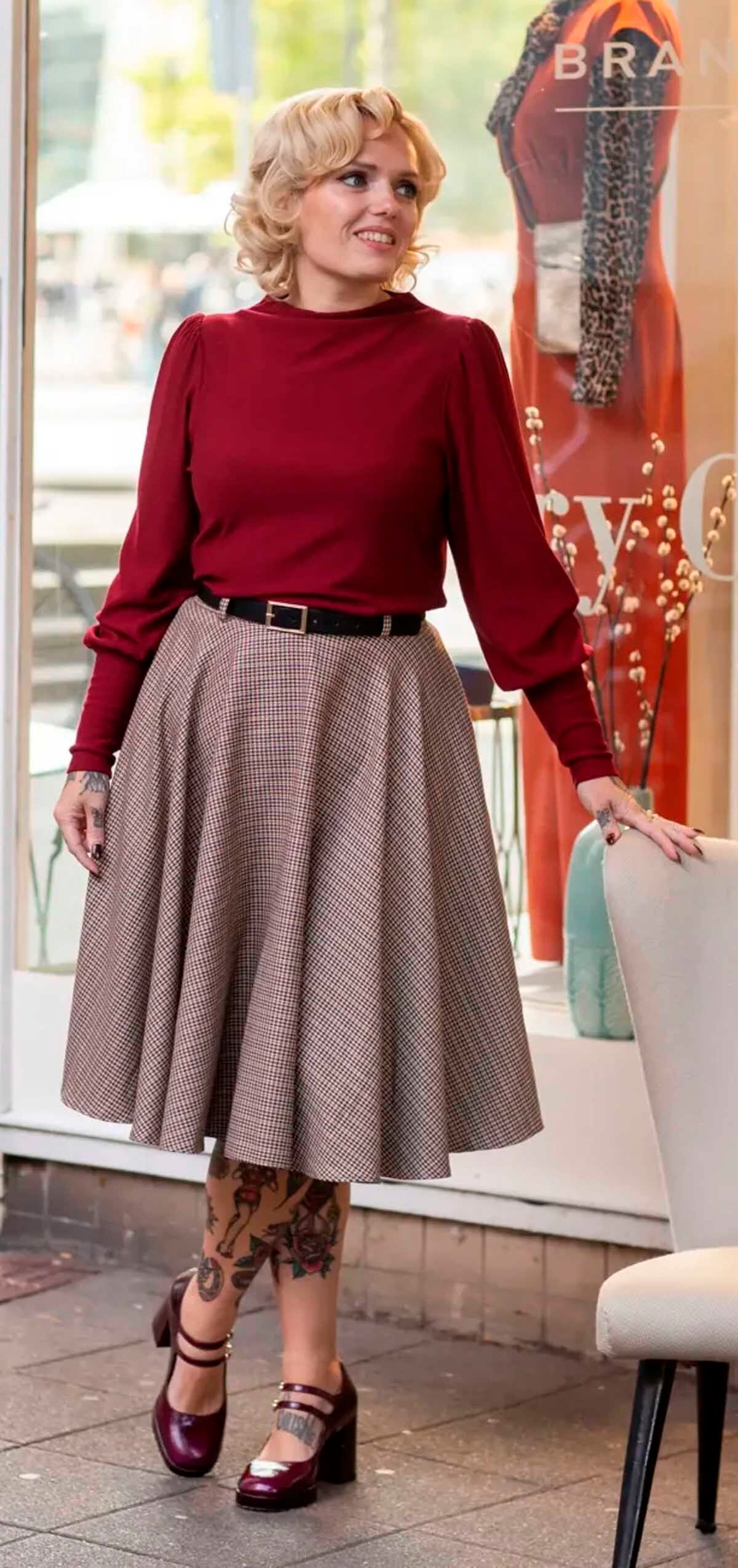 Very_Cherry_CIRCLE_BIRMINGHAM_Vintage_Dogstooth_Karo_CHECK_HIGH_WAIST_50s_Tellerrock-2