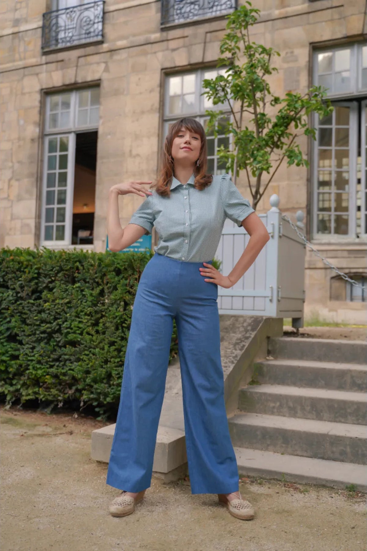 Very_Cherry_CLASSIC_GINGHAM_AZUL_Pepita_KARO_Kurzarm_Bubikragen_BLUSE_Blouse_killer_kirsche_4