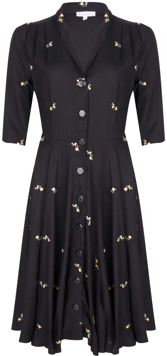 Very_Cherry_DLAINE_BRODE_POMPON_Vintage_50s_SWING_Dress_Kleid