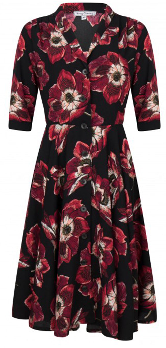 Very_Cherry_DLAINE_GIOIA_Vintage_40s_FLOWER_Floral_SWING_Dress_Kleid-3