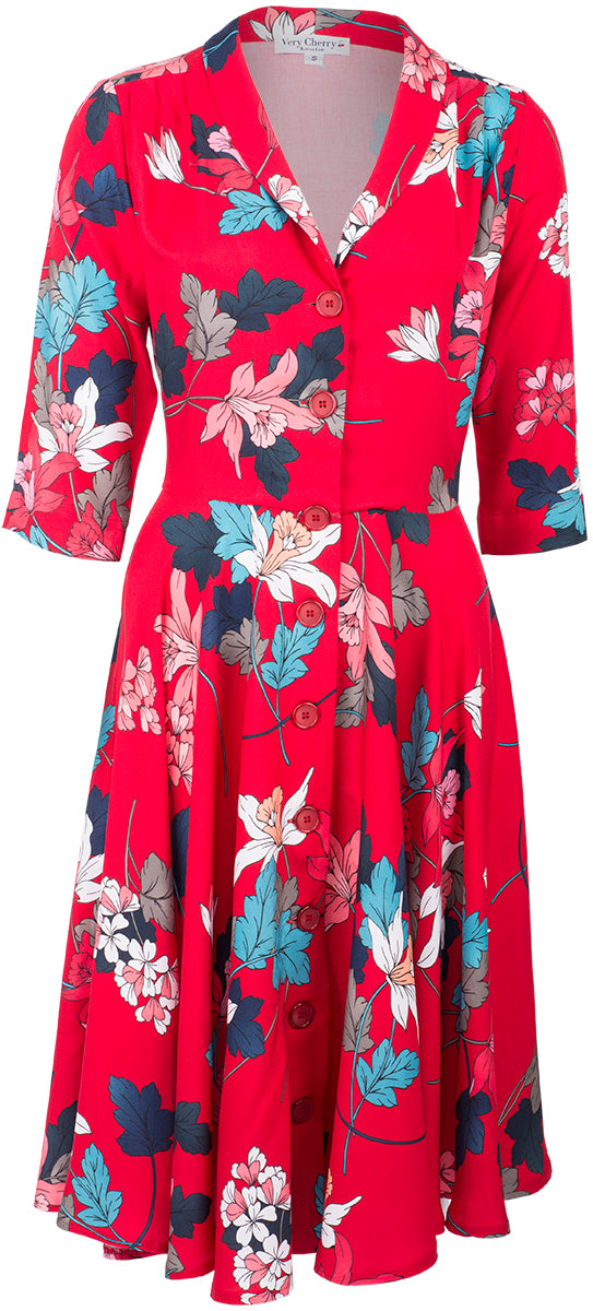 Very_Cherry_D_LAINE_Vintage_FLOWER_V-Neck_Button_SWING_Dress_Kleid_Rot-1bYJNVMl415bfZ