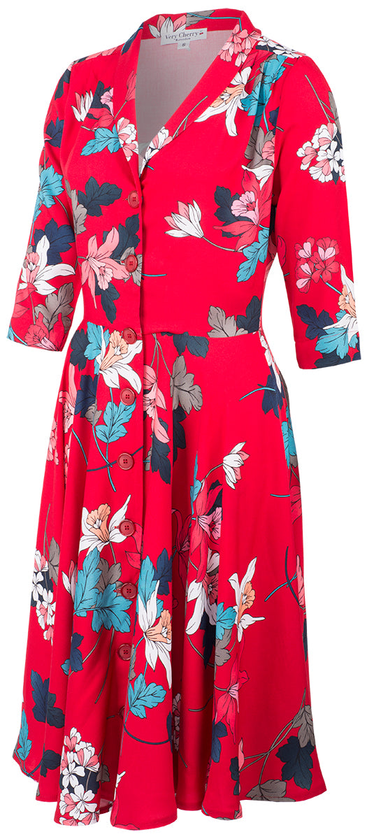 Very_Cherry_D_LAINE_Vintage_FLOWER_V-Neck_Button_SWING_Dress_Kleid_Rot-2xEP5mOrv9s4x1
