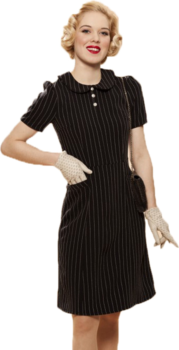 Very_Cherry_PETER_PAN_COLLAR_Vintage_40s_PINSTRIPE_Kurzarm_Dress_Kleid-1