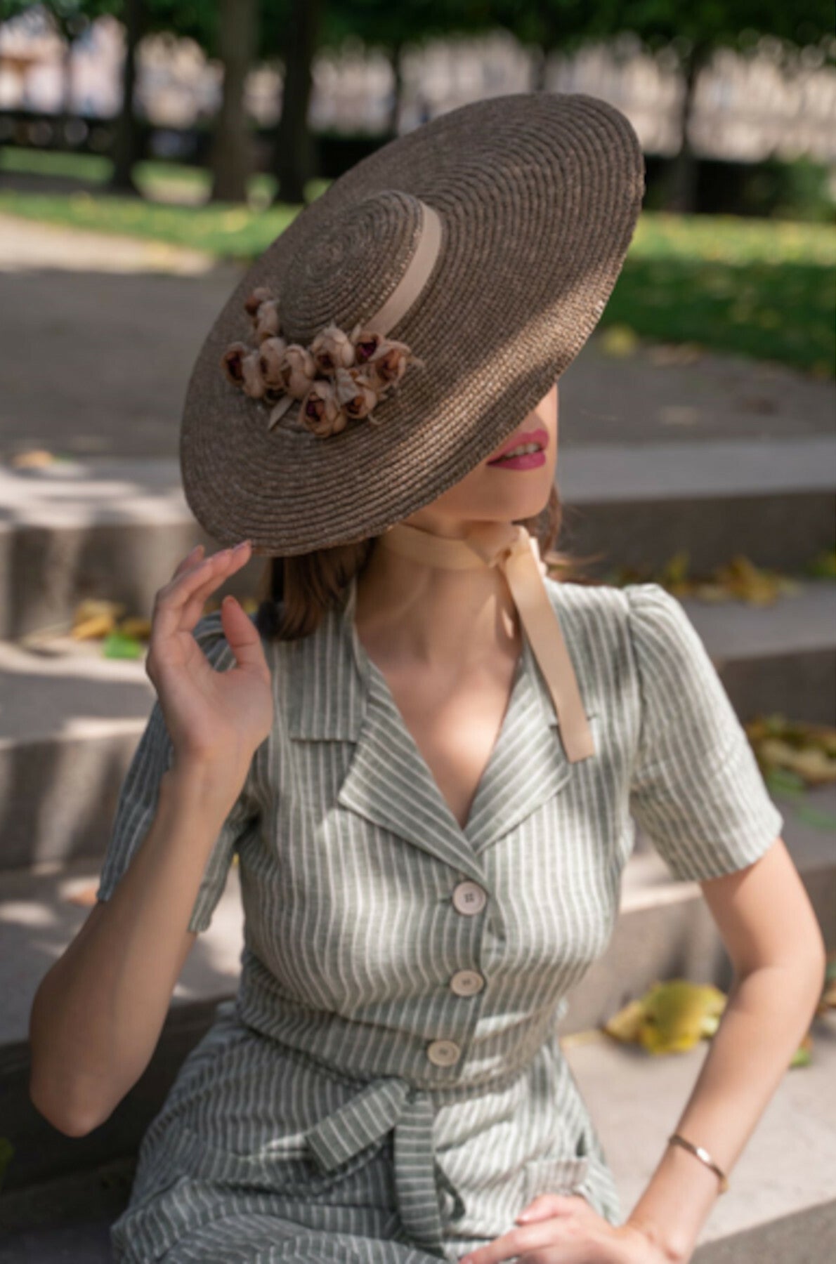 Very_Cherry_REVERS_Vintage_KURZARM_Lapel_Dress_Linen_Stripe_Olive_A-LINIE_DRESS_Hemdkleid_killer_kirsche_4OY18yvqYgTFrR
