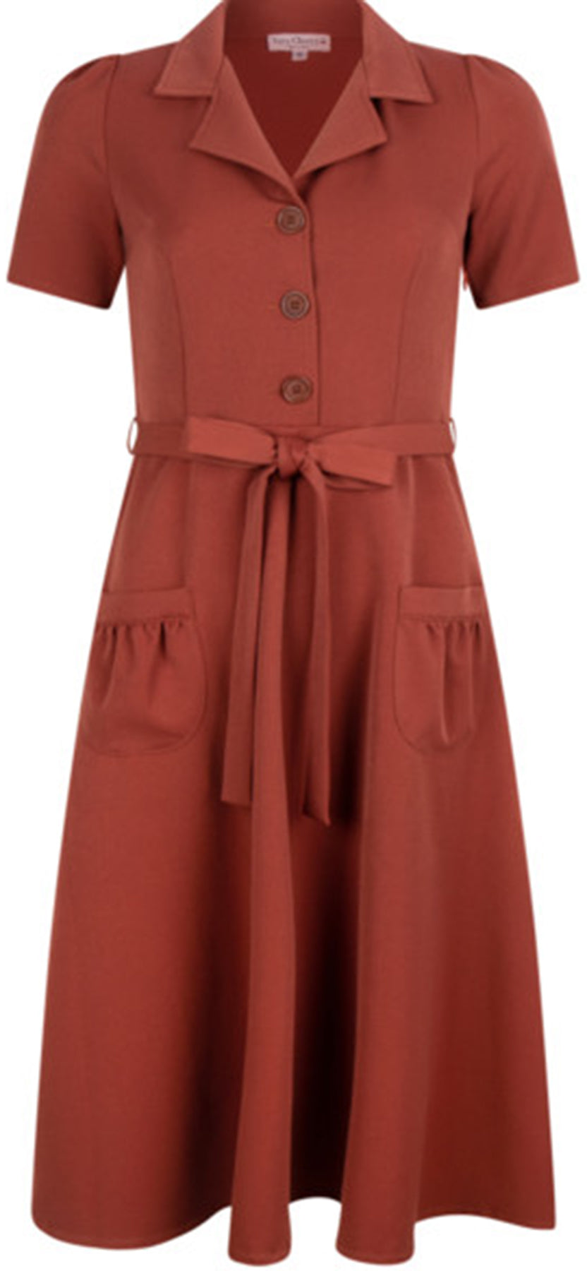 Very_Cherry_REVERS_Vintage_KURZARM_Plain_A-LINIE_DRESS_Hemdkleid_Rostbraun_Killer_Kirsche-1