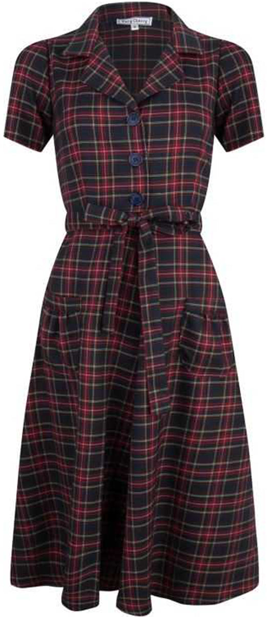 Very_Cherry_REVERS_Vintage_TARTAN_Karo_Kurzarm_V-Neck_DRESS_Kleid-1VGDYLVhLZBfbo
