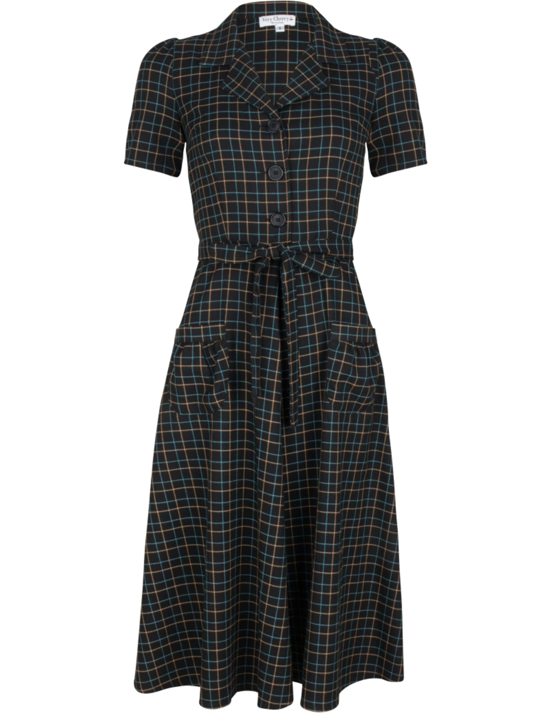 Very_Cherry_REVERS_Vintage_TATOU_RUIT_50s_Karo_Kurzarm_SWING_DRESS_Kleid-1