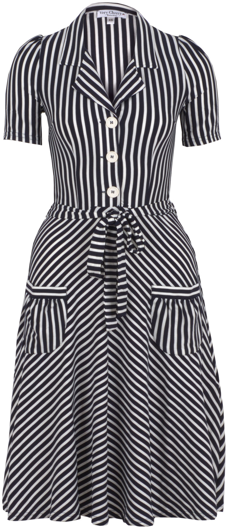 Very_cherry_revest_streifen_kurzarm_swing_kleid_vorne_1