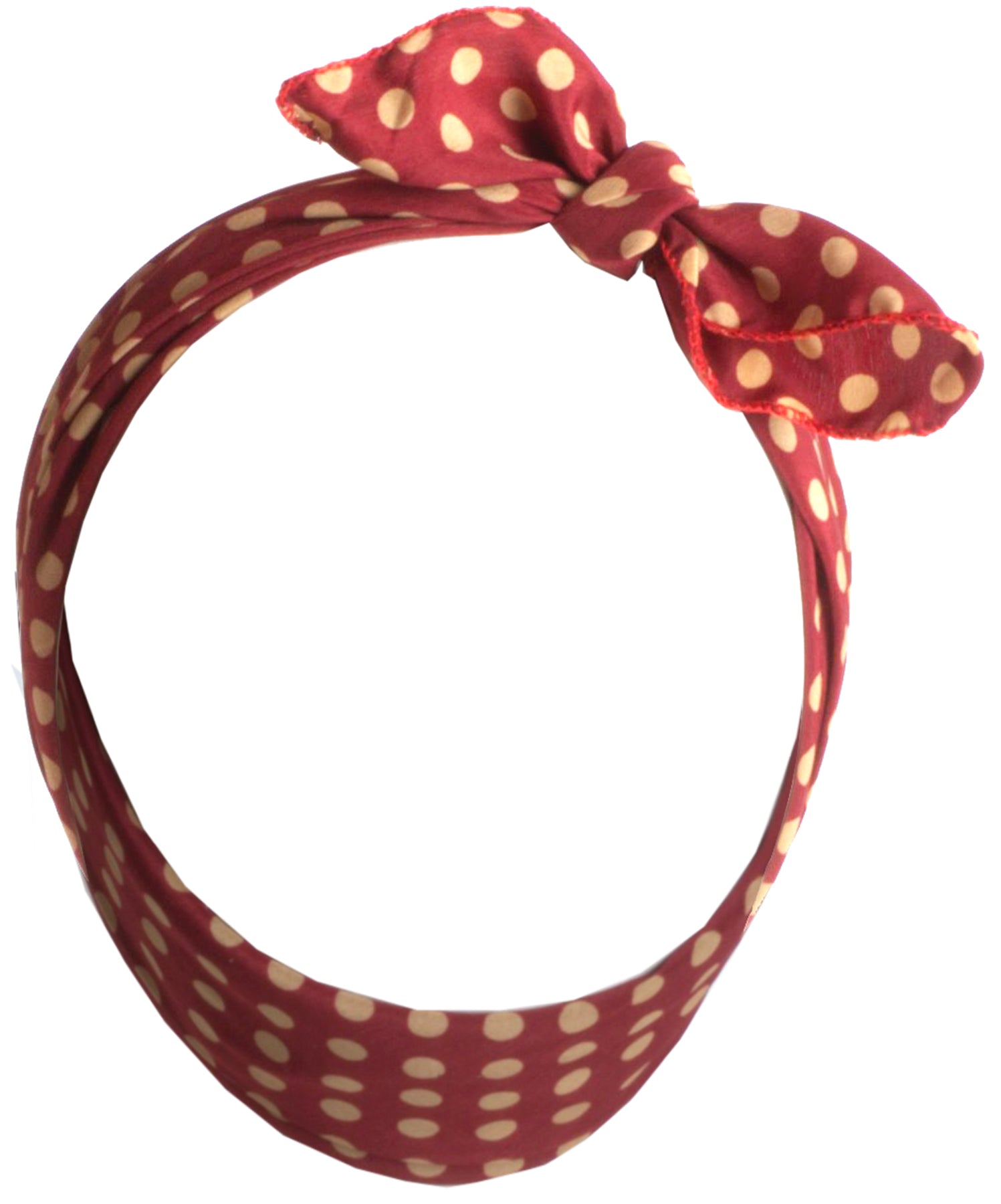 Vintage_ALINE_POLKA_DOT_Retro_PUNKTE_CHIFFON_Haarband_BANDANA_-_Dunkelrot_Killer_Kirsche-1