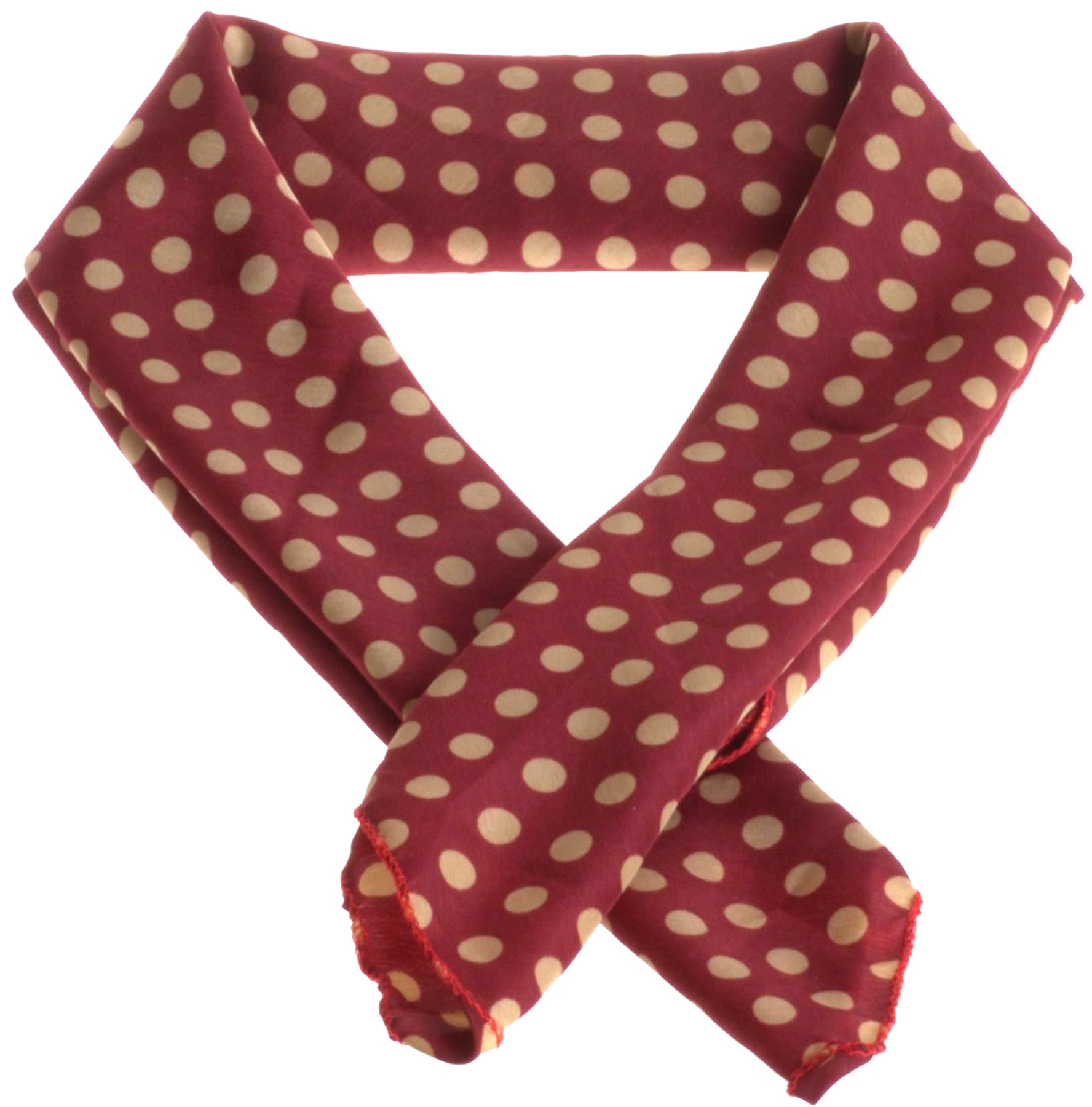 Vintage_ALINE_POLKA_DOT_Retro_PUNKTE_CHIFFON_Haarband_BANDANA_-_Dunkelrot_Killer_Kirsche-3