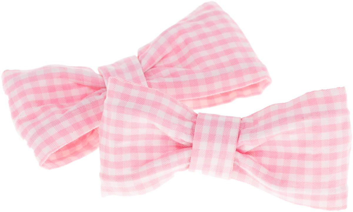 Vintage_ALVERTA_Bow_SCHLEIFEN_Retro_PEPITA_Haarspange_-_1_Paar_rosa_killer_kirsche