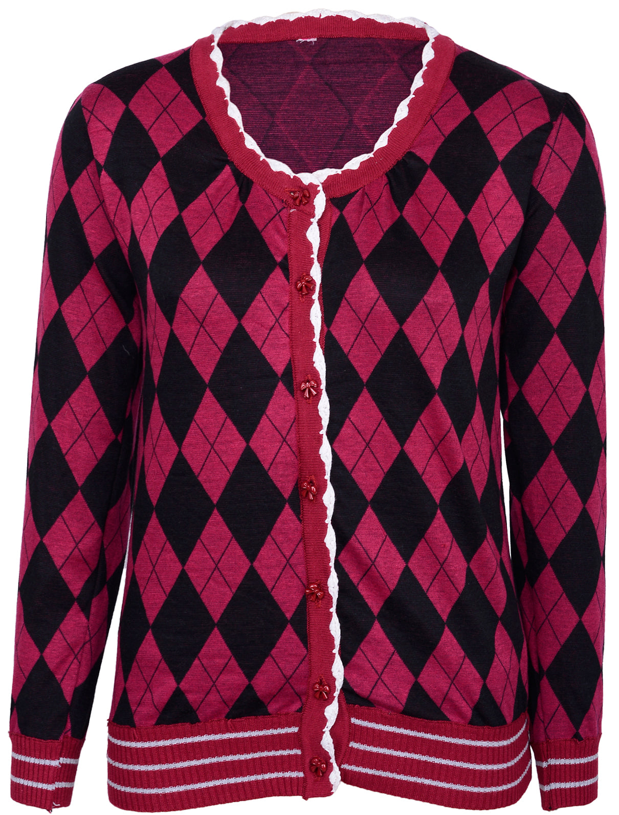 Vintage_ARGYLE_Karo_CARDIGAN_mit_Schleifen_Knoepfen_pink_-1IWJWT5dB4WAR8