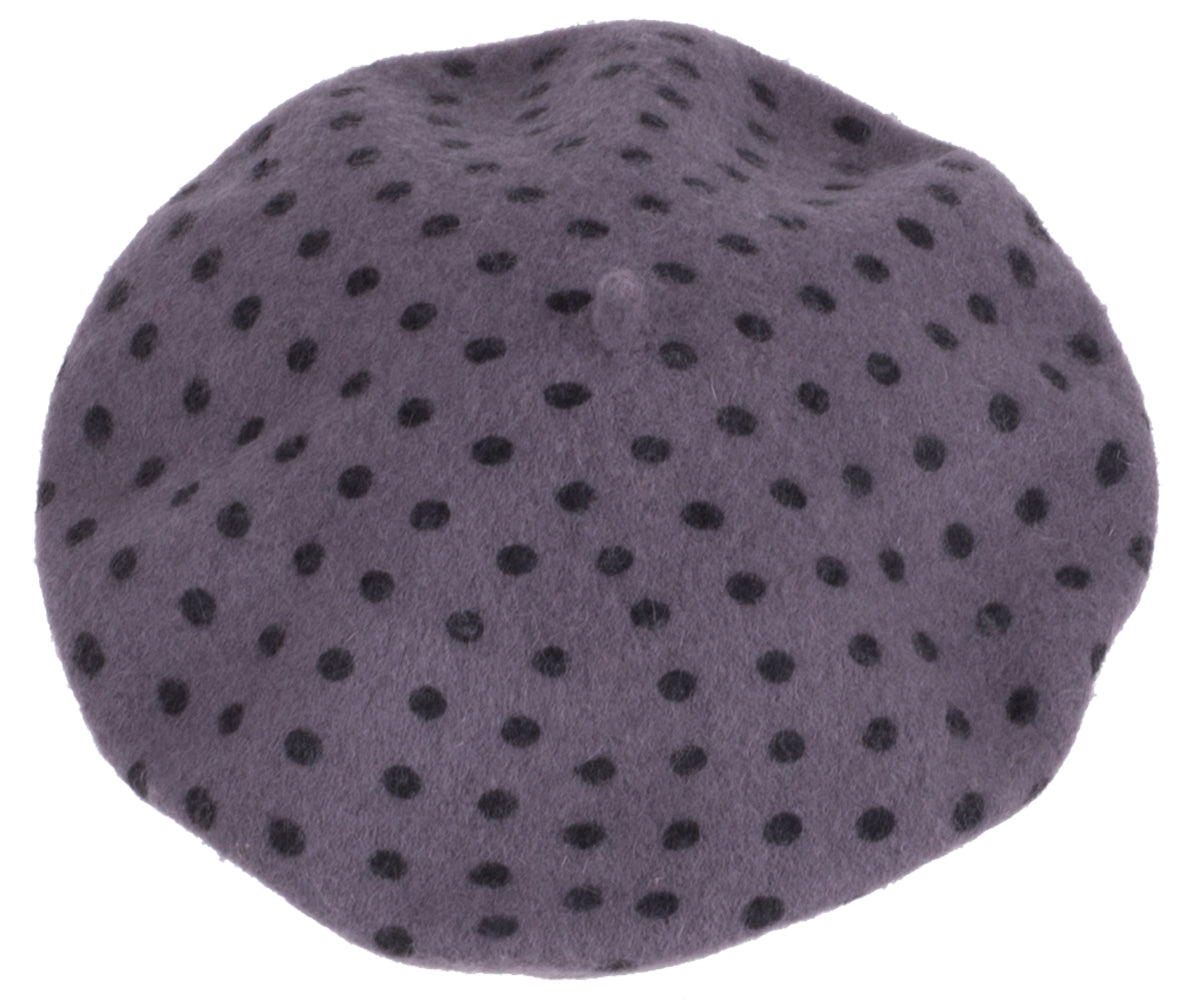 Vintage_CLASSIC_Reto_Polka_Dots_HUT_Punkte_Wool_BERET_BASKENMueTZE_-_Dunkelgrau_killer_kirsche_3
