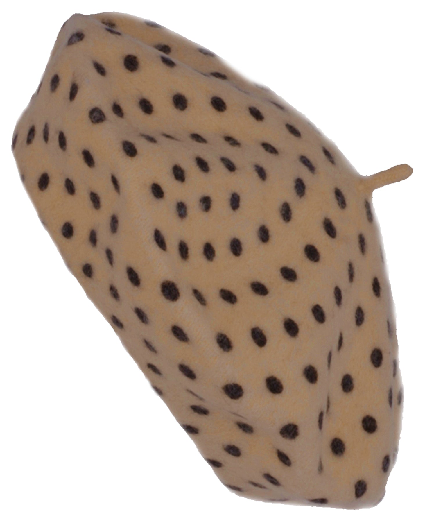 Vintage_CLASSIC_Reto_Polka_Dots_HUT_Punkte_Wool_BERET_BASKENMueTZE_-__Hellbraun_killer_kirsche