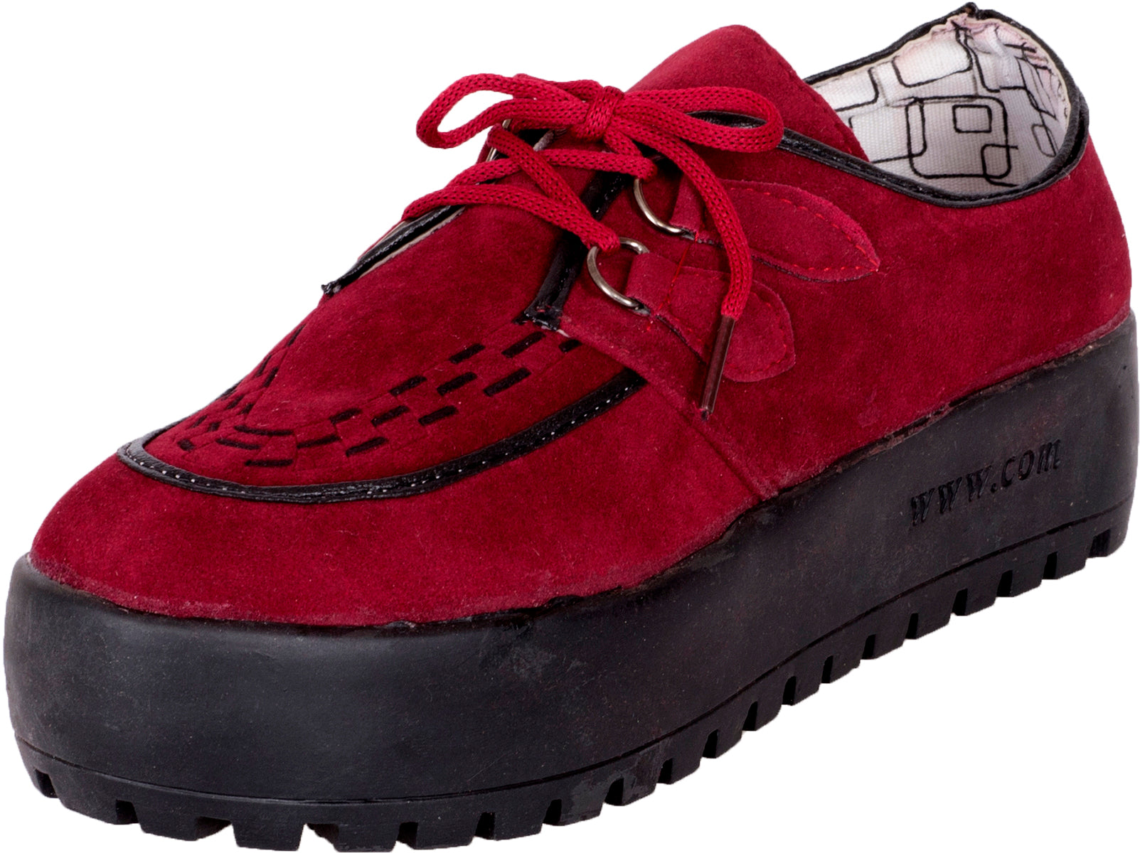 Vintage_FAUX_SUEDE_Creeper_Retro_PLATEAU_Halbschuhe_-_Maroon-1VWnd47G1Dd3x0