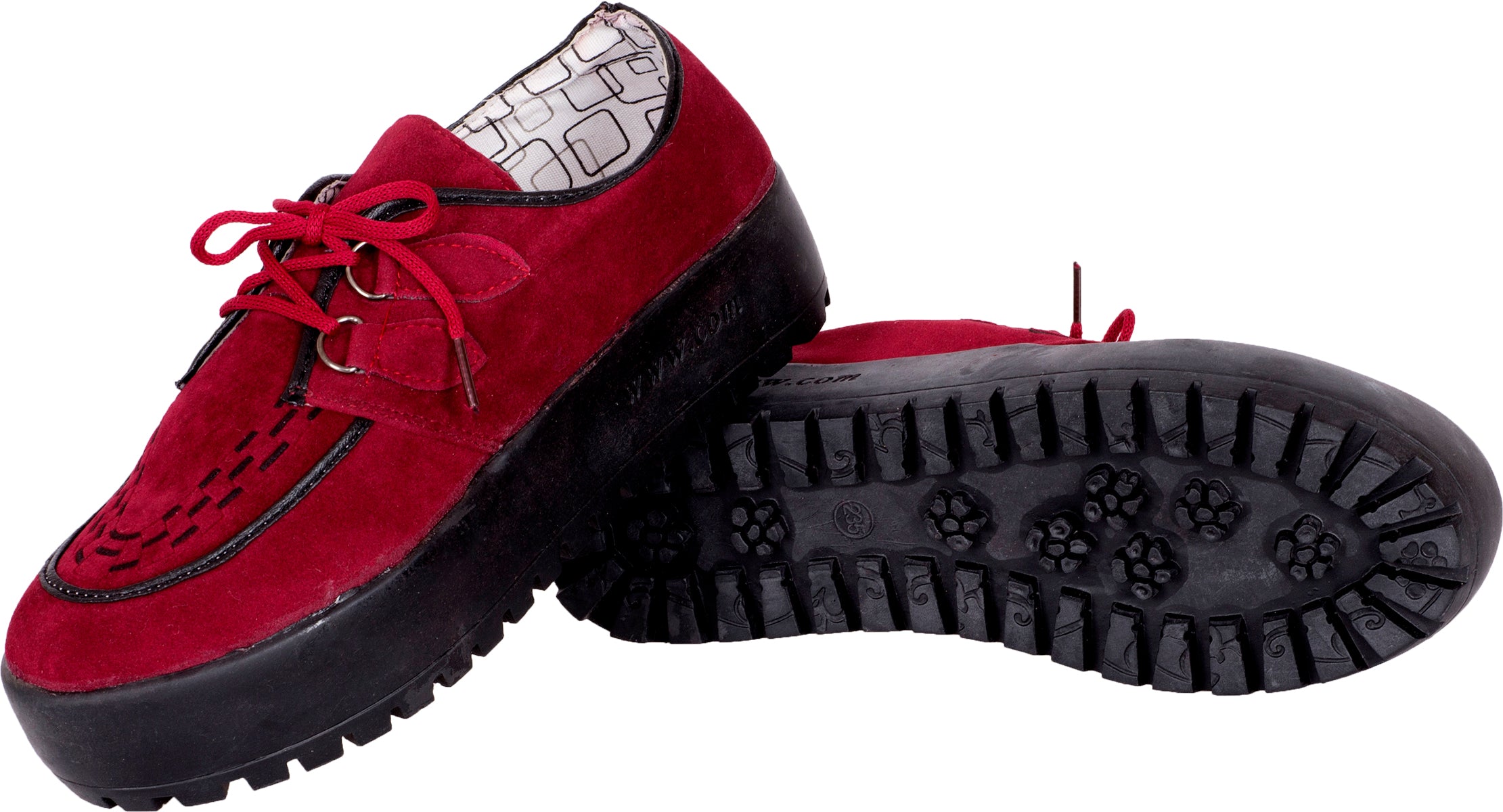 Vintage_FAUX_SUEDE_Creeper_Retro_PLATEAU_Halbschuhe_-_Maroon-5RWxygB46Zkodm
