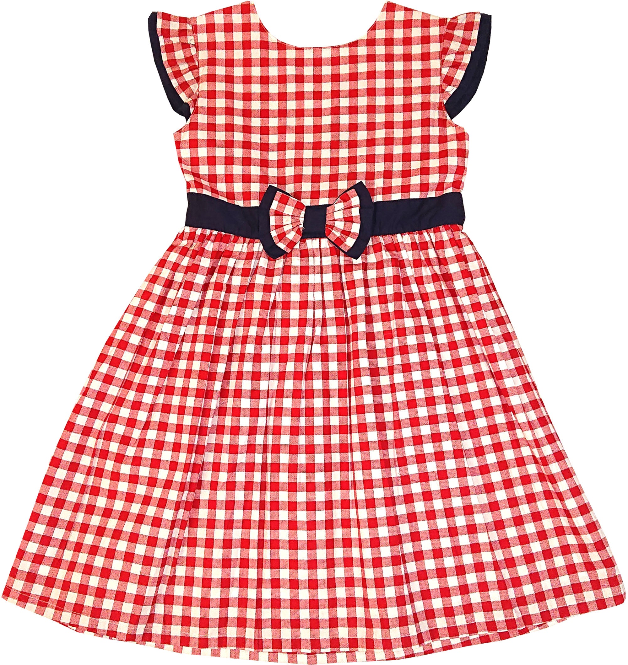 Vintage_GINGHAM_Pepita_SCHLEIFE_Karo_Retro_KIDS_Swing_Dress_KLEID-1