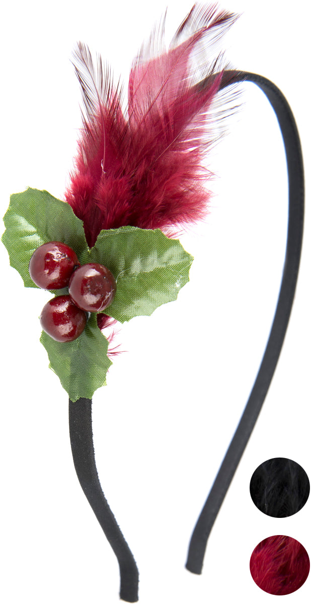 Vintage_HOLLY_BERRY_Stechpalmenbeere_FEDER_Feather_HAARREIF_GALERIE