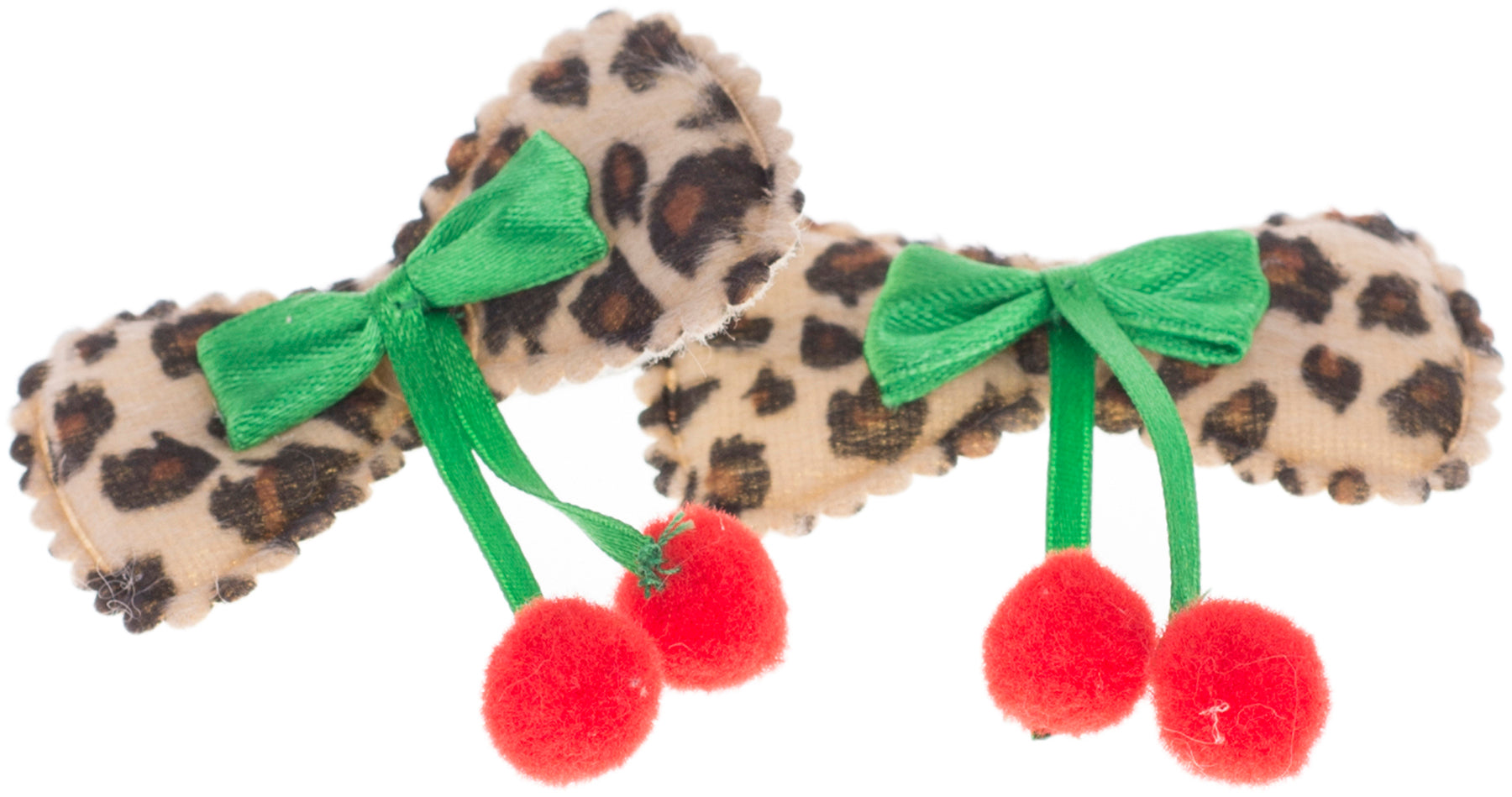 Vintage_JEANMARIE_Leopard_BOW_Schleifen_KIRSCHEN_Cherries_Haarspange_-_1Paar_killer_kirsche